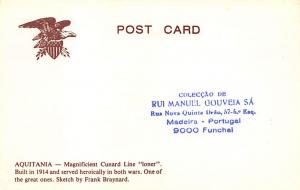 R.M.S. Aquitania Built in 1914 Oceanliner Ship Cunard Line Ship Steamer Unused 