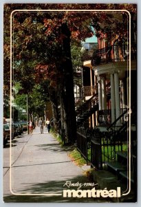 Typical Montreal Street With Its Exterior Stairs, Quebec, 1988 Chrome Postcard