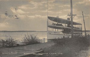 Winona Lake Indiana Lake Scene, City Of Warsaw Ferry Shown, Vintage PC U13448