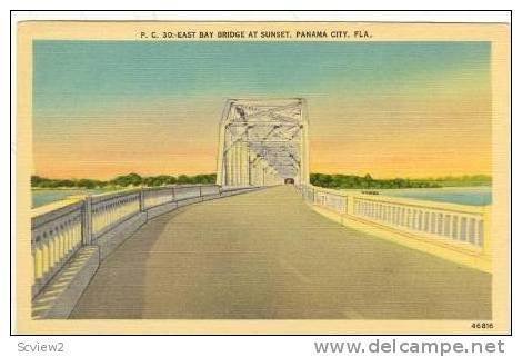 East Bay Bridge, Sunset, Panama City, Florida, 30-40s