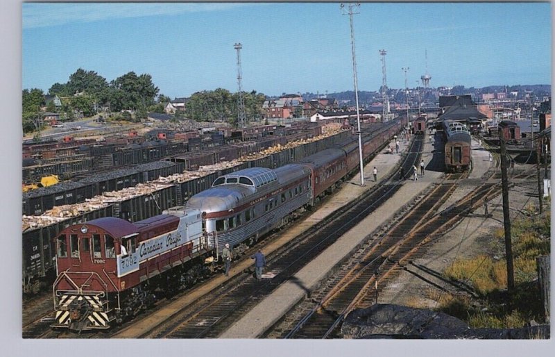 Yard & Station, 1967 CPR Passenger Train Expo Limited, Sudbury Ontario Postcard