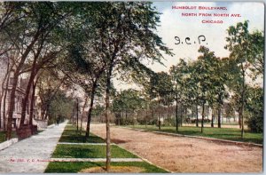 Humboldt Boulevard North from North Ave Chicago Illinois Postcard Posted 1907