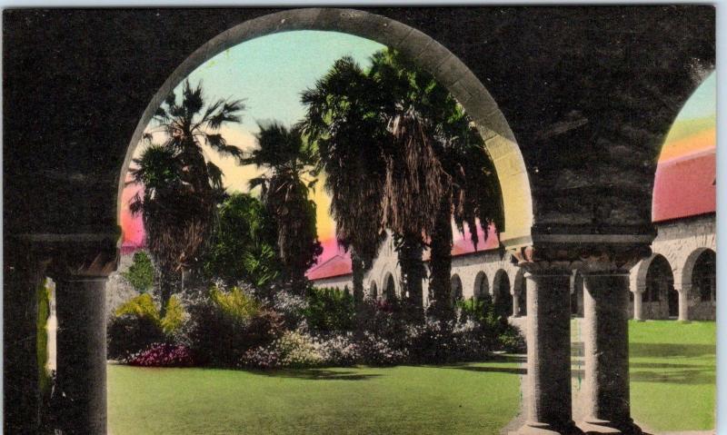 PALO ALTO, CA CaliforniaSTANFORD UNIVERSITY ARCHES & Palm Trees c1930s Postcard