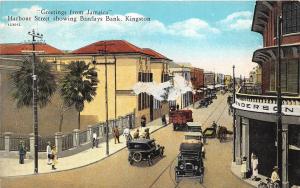 BR62423 greeting from jamaica harbour street showing barelays bank kingston car