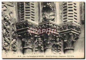 Old Postcard Rouen Cathedral of Saint Etienne Portal Capitals