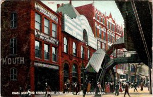 Boston, MA Massachusetts ROWES WHARF~NARROW GUAGE RAILROAD DEPOT  1908 Postcard