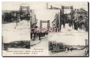 Old Postcard Creil The Iron Bridge seen from all sides