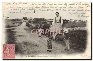 Old Postcard Donkey Mule Ile de Re Female rhetaise leaving the field