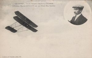 Maurice Guillaux In Blue Caudron French Plane Rare Old Postcard