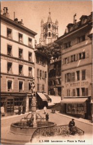 Switzerland Lausanne Place la Palud Vintage Postcard C196