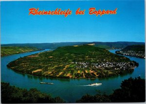 Postcard Germany Boppard Rhine Loop aerial