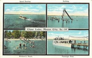 1910s Printed Mutilview Postcard; Clear Lake, Mason City IA Cerro Gordo County