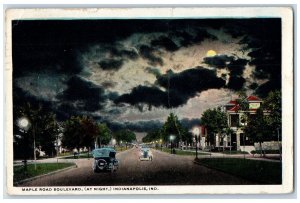 1920 Maple Road Boulevard At Night Indianapolis Indiana IN Posted Cars Postcard