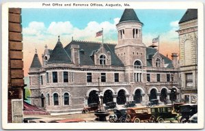 VINTAGE POSTCARD POST OFFICE AND REVENUE OFFICES AT AUGUSTA MAINE c. 1925-1930