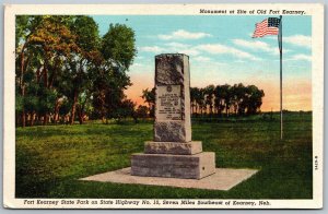 Vtg Nebraska NE Monument At Site Of Old Fort Kearney State Park 1930s Postcard
