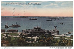 Aquarium In Battery Park and Harbor New York City 1915