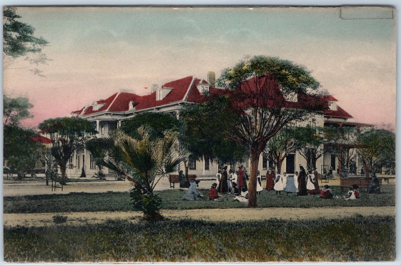 c1900s Phoenix, AZ Indian School Campus Students Grounds Hand Colored PC A25