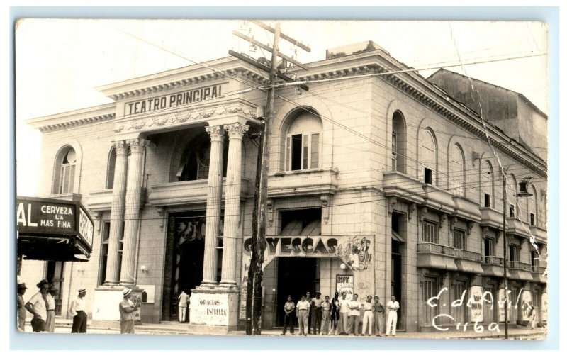 Early Ciego DE Ãvila Teatro Principal Cuba Real Photo RPPC Postcard (H14)