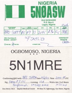 Ogbomoso Lagos Nigeria 2x QSL Radio Card s