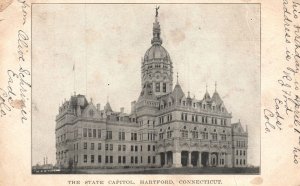 Hartford CT-Connecticut, 1909 The State Capitol Front View Vintage Postcard