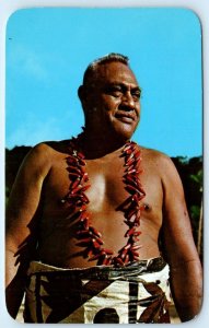 ALOFAU VILLAGE, SAMOA ~ First Prime Minister CHIEF FAUMUINA ca 1960s  Postcard