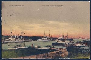 Wilhelmshaven Western Fitting Harbor w/Warships used c1914