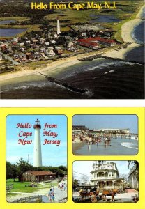 2~4X6 Postcards Cape May, NJ New Jersey  BEACH~HOMES~LIGHT HOUSE~HORSE/CARRIAGE