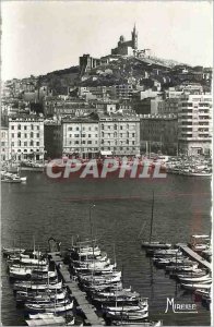 Modern Postcard Marseille B of A Corner of Old Port and Notre Dame de la Gard...