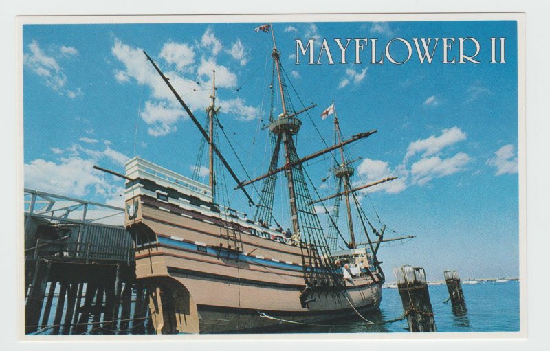 Massachusetts MA Plymouth Mayflower II Ship Postcard