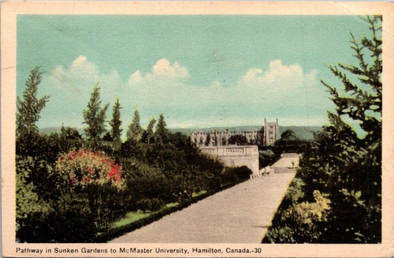 Canada Hamilton Pathway In Sunken Gardens To McMaster University 1950