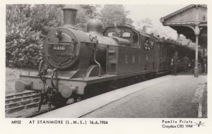 Train At Stanmore Station in 1934 Railway Real Photo Postcard