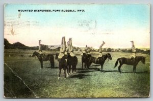 US Army  Calvary  Mounted Exercises  Fort Russell  Wyoming  Postcard  1914