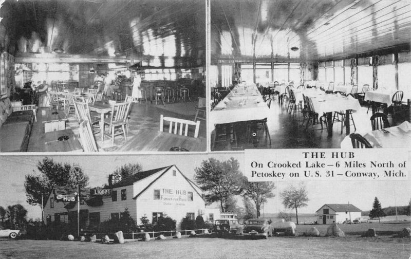 Conway Michigan The Hub Restaurant Dining Room Vintage Postcard AA65429