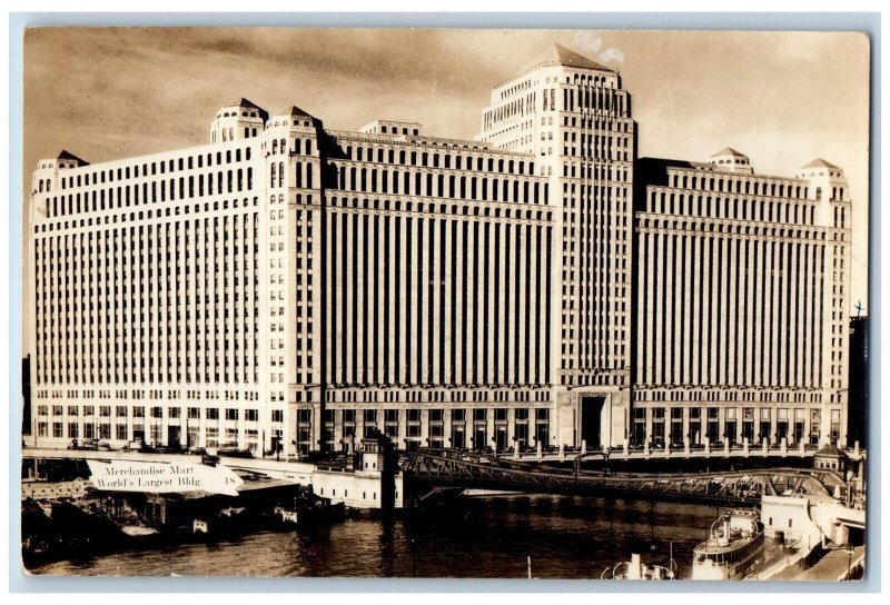 Chicago IL Postcard World's Largest Building Merchandise Mart 1931 RPPC Photo