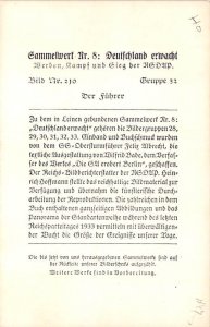 Adolf Hitler Trade Card, Non  Backing