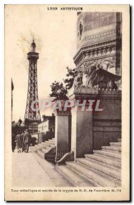 Postcard Old Lyon Artistic Tower metal and entrance to the Crypt of N D Fourv...