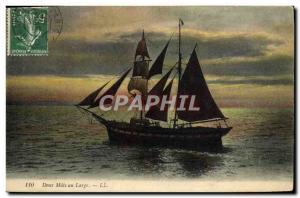 Old Postcard Boat Two masts off