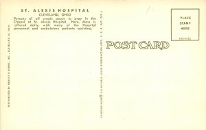 Cleveland Ohio 1960s Postcard St. Alexis Hospital Chapel