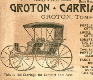 1870s-80s Engraved Groton Carriage Co. Portland & Swell Cutters Buggies P215