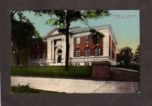 NY Public Library Utica New York Vintage Postcard