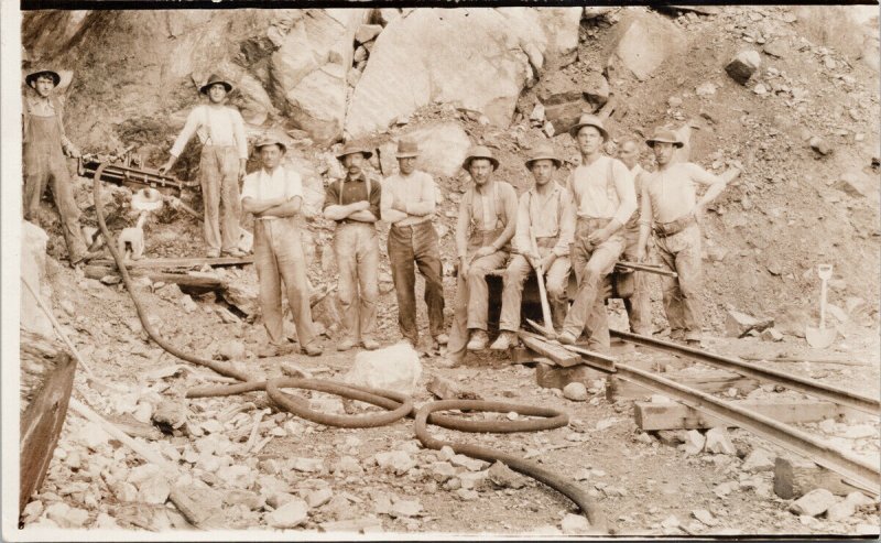 Vedder Mountain BC Railway Construction near Chilliwack Real Photo Postcard H8