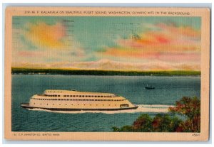 1942 Kalakala On Beautiful Puget Sound Washington Olympic MTS Vintage Postcard