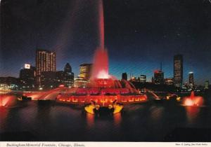 Illinois Chicago Buckingham Memorial Fountain At Night