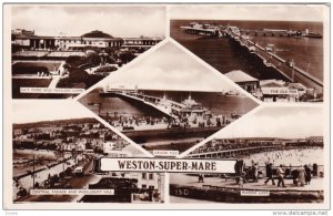 RP: WESTON-SUPER-MARE, Somerset, England, PU-1938 ; 5-view postcard