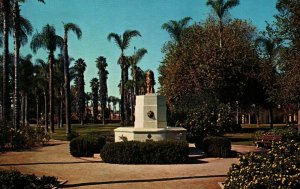 Anaheim California CA Lions Club Statue Anaheim City Park Postcard 