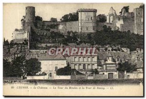 Old Postcard Chinon Chateau La Tour du Moulin and the Tower of Boissy