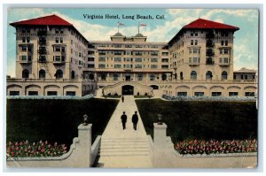 1915 Virginia Hotel  Exterior Roadside Long Beach California CA Posted Postcard