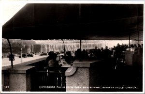 Canada Horseshoe Falls From Park Restaurant Niagara Falls Vintage RPPC 09.78