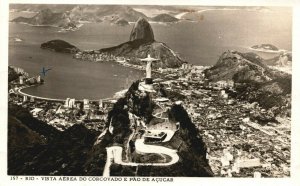 Brazil Rio de Janeiro Vista Aerea Do Corcovado e Pao De Acucar RPPC 04.01 