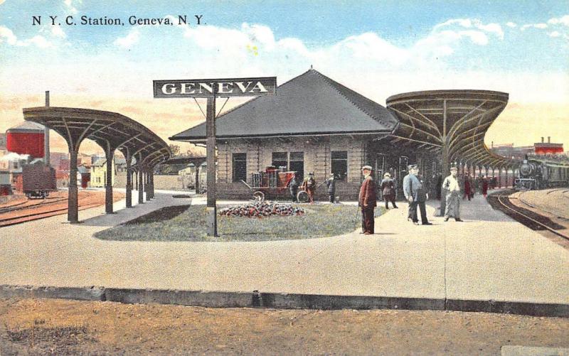 Geneva NY Railroad Station Train Depot Postcard